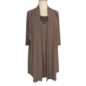 HAANI Slinky Career Tunic Dress Knee Length Lagenlook Embellished Boat Neck 2X